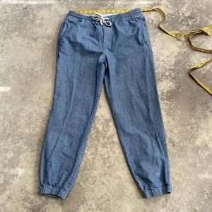 J. Crew Relaxed-fit drawstring pant in indigo chambray Mens Size Medium K8337